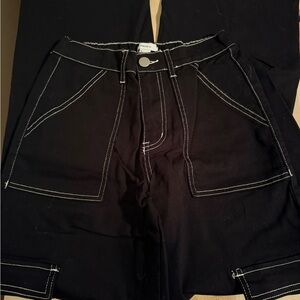 Forever 21 Black Pants with White Stitch Detail